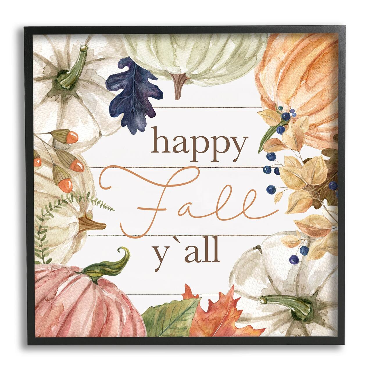 Stupell Industries Happy Fall Y'all Phrase Framed Giclee Art
